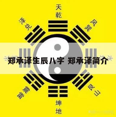 郑承泽生辰八字 郑承泽简介